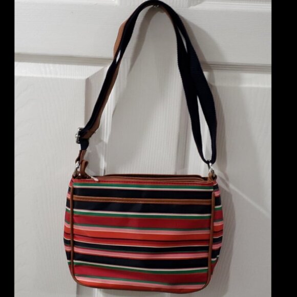 Laura Scott Colorful Striped Crossbody Bag – 3 Zipper Pockets, Adjustable Strap - Picture 12 of 14